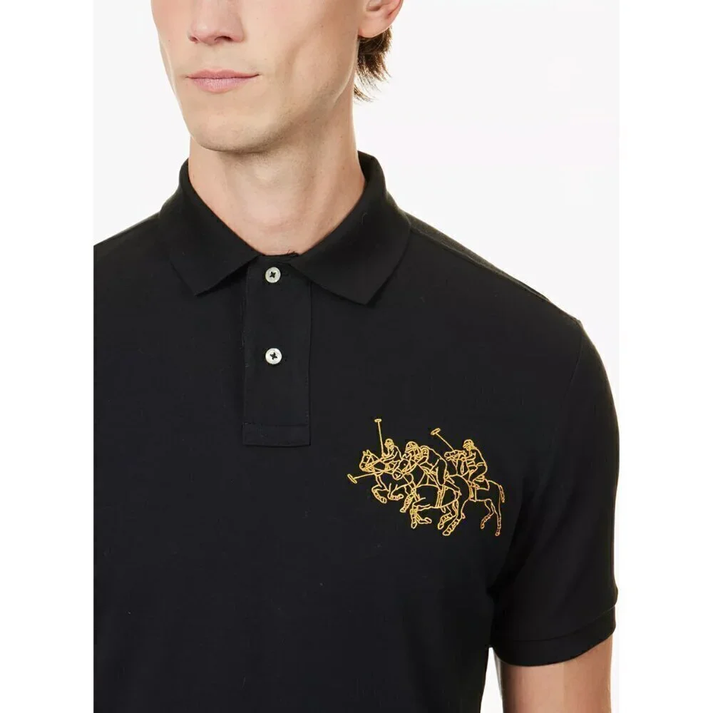 Polo Ralph Lauren Men's Slim Fit Lunar New Year Triple-Pony Polo Shirt Blue XL